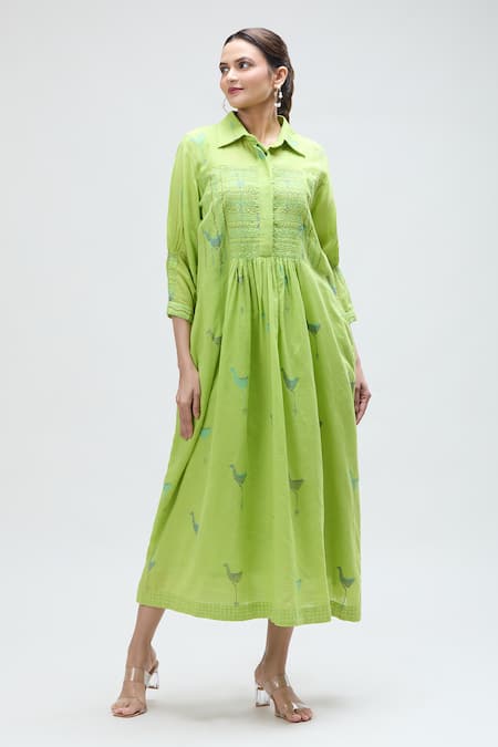 Ibai Barbet Woven Smocked Dress 