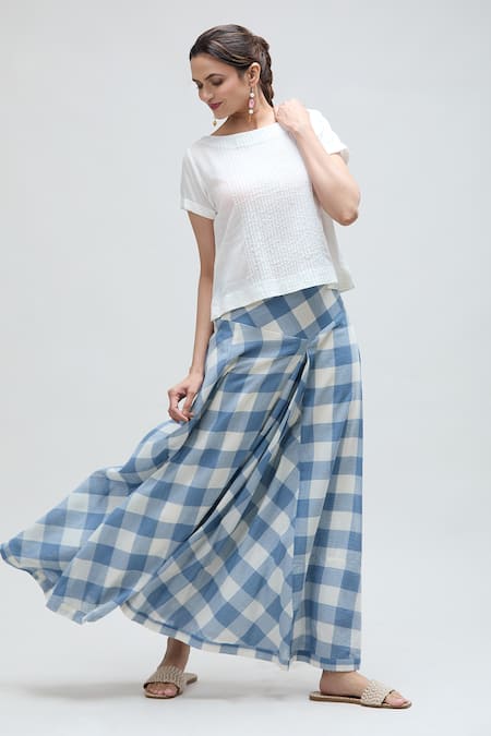 Ibai Jay Checkered Woven Long Skirt 