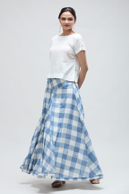Ibai Jay Checkered Woven Long Skirt 