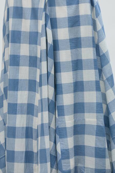 Ibai Blue Handloom Cotton Jay Checkered Woven Long Skirt Online at Aza Fashions Ibai_Blue Handloom Cotton Jay Checkered Woven Long Skirt _Online_at_Aza_Fashions