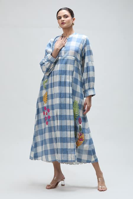 Ibai Checkered Woven Midi Dress 