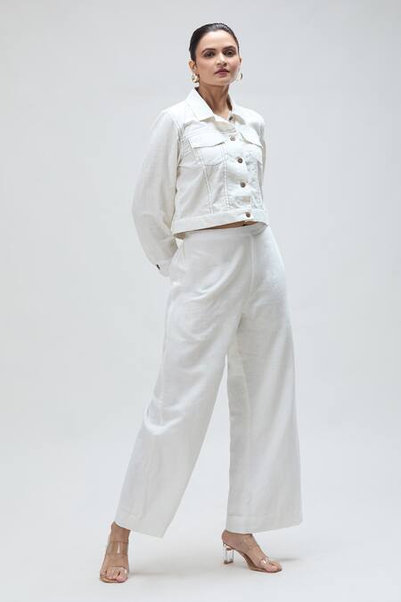 Buy Ibai White Handloom Cotton Embroidery Collared Pelican Bomber Jacket Online at Aza Fashions Buy_Ibai_White Handloom Cotton Embroidery Collared Pelican Bomber Jacket _Online_at_Aza_Fashions