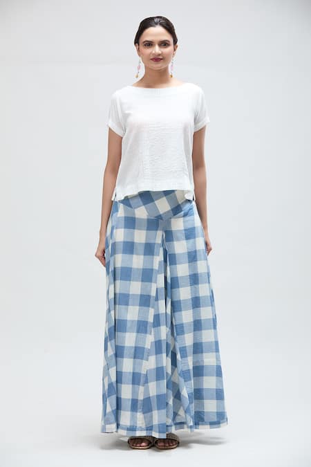 Ibai White Handwoven Muslin Embroidered Dori Boat Neck Kingfisher Top at Aza Fashions Ibai_White Handwoven Muslin Embroidered Dori Boat Neck Kingfisher Top_at_Aza_Fashions