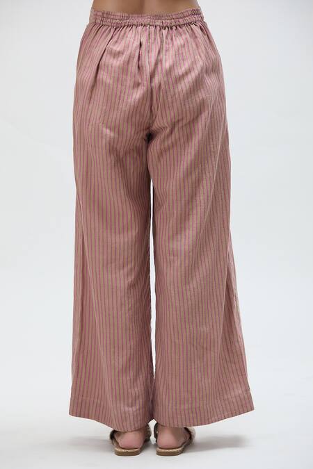 Buy Ibai Beige Handloom Cotton Carolina Woven Striped Flared Pant Online at Aza Fashions Buy_Ibai_Beige Handloom Cotton Carolina Woven Striped Flared Pant _Online_at_Aza_Fashions