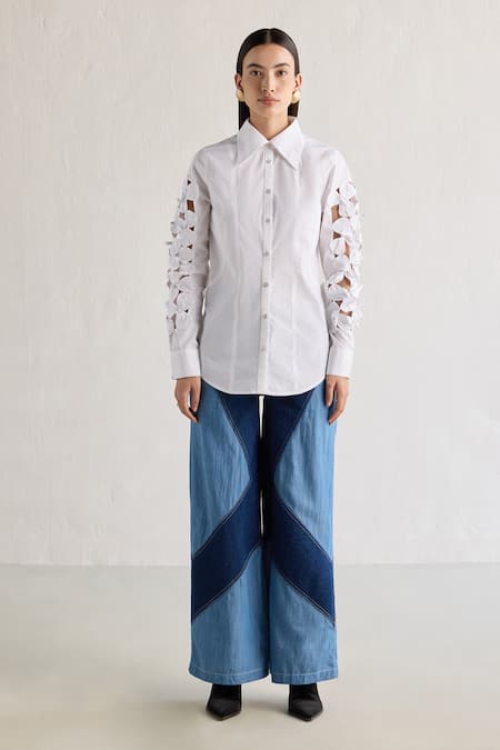 Mellowdrama 3D Flora Sleeves Embellished Shirt 