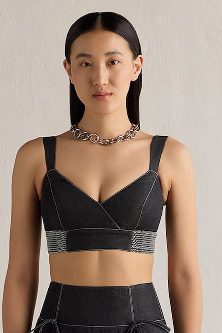 Mellowdrama Contrast Smocked Hem Bralette 