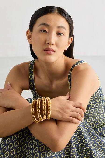 Mellowdrama Blue Cotton Embroidery Round Neck Thread Midi Dress Online at Aza Fashions Mellowdrama_Blue Cotton Embroidery Round Neck Thread Midi Dress_Online_at_Aza_Fashions