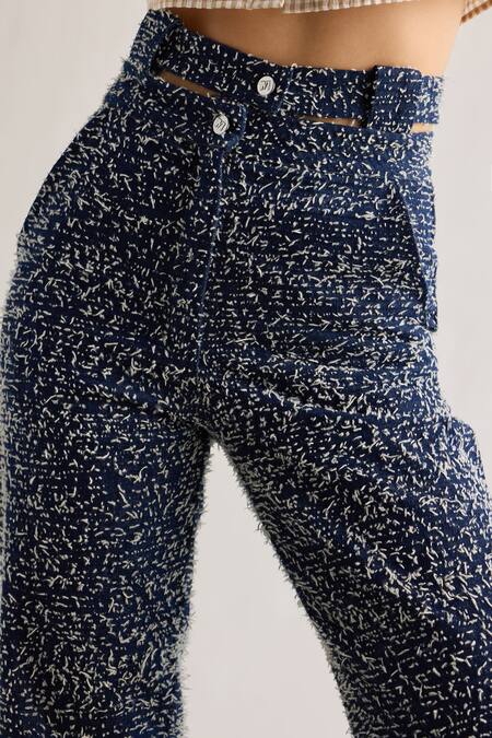 Mellowdrama_Blue Cotton Destressed Jeans_Online_at_Aza_Fashions