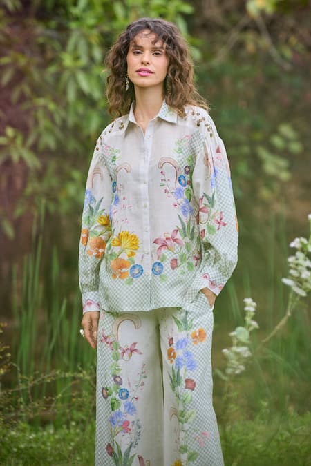 Pozruh by Aiman Floral Print Bali Breeze Shirt With Pant 