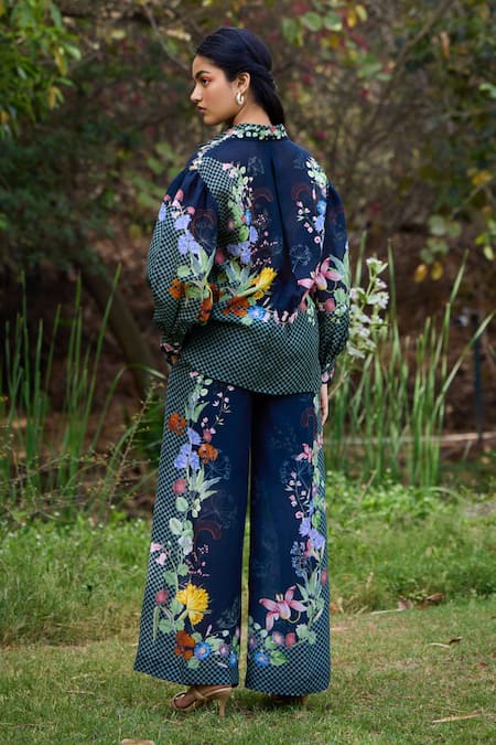 Pozruh By Aiman Bali Floral Print Bishop Sleeve Shirt 