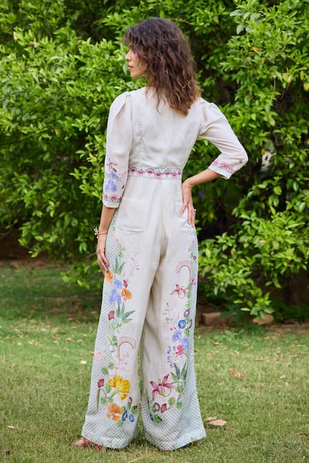 Pozruh By Aiman Laguna Floral Print Cross Neck Jumpsuit 