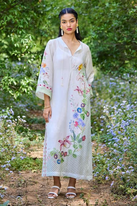 Pozruh by Aiman Malibu Floral Print Straight Kaftan 