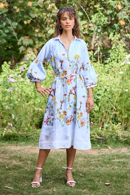 Pozruh by Aiman Miami Floral Print Shirt Dress 