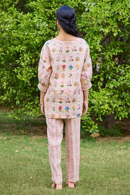 Pozruh By Aiman Freida Printed High-Low Top With Pant 