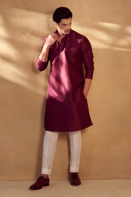 Aariyana Couture Animal Pattern Maroon Bundi Kurta Set 