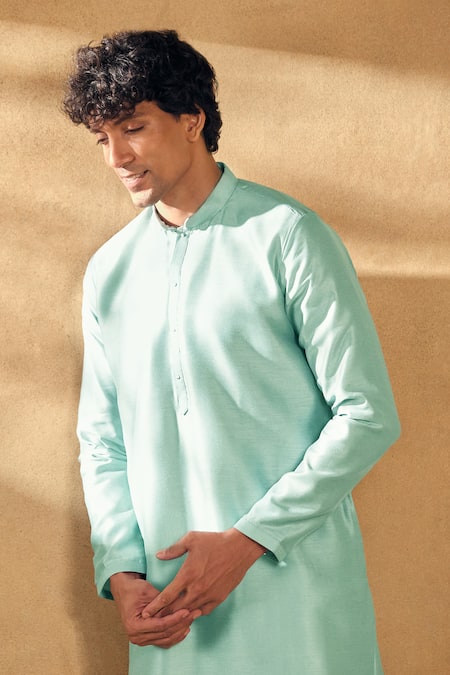 Aariyana Couture Aqua Silk, Polyester Embroidery Floral Vine Kurta Set Online at Aza Fashions Aariyana Couture_Aqua Silk, Polyester Embroidery Floral Vine Kurta Set _Online_at_Aza_Fashions