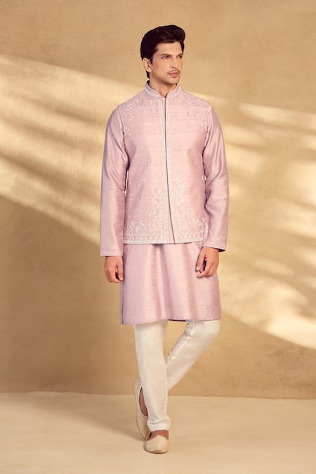 Alaya Advani Pink Kurta And Bundi Silk Embroidered Floral Set 