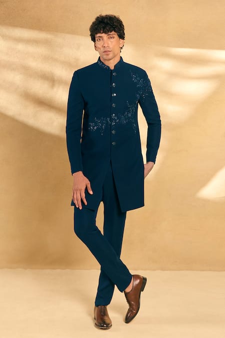 Aariyana Couture Sequin Threadwork Floral Sherwani With Pant 