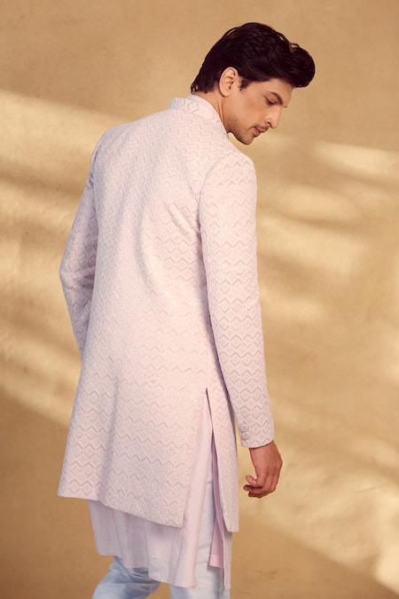 Aariyana Couture Chevron Embroidered Open Sherwani Pant Set 