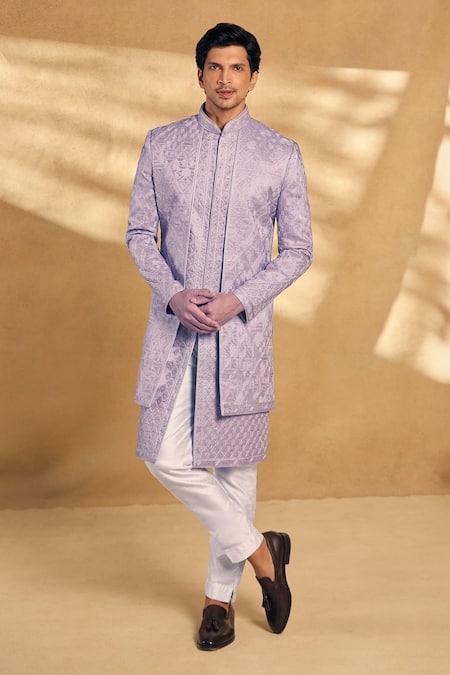 Alaya Advani Geometric Embroidered Sherwani With Pant 