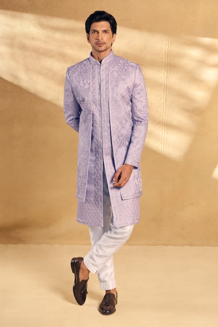 Aariyana Couture Geometric Embroidered Sherwani With Pant 