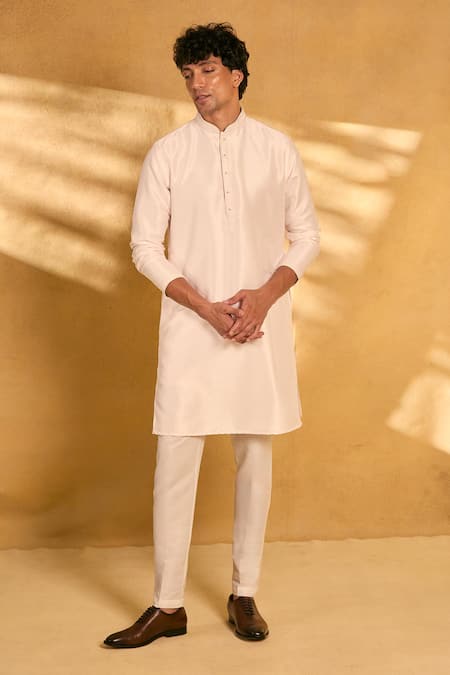 Aariyana Couture_Pink Silk, Polyester Cut Work, Stones Cutwork Floral Bundi Kurta Set _at_Aza_Fashions