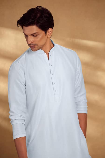 Buy_Aariyana Couture_White Silk, Polyester Stones, Embroidery Scenic Threadwork Bundi Kurta Set 