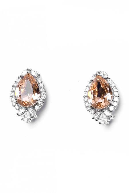 Shop_Our Purple Studio_White Crystals, Stones Bud Embellished Pearl Choker Set _Online_at_Aza_Fashions