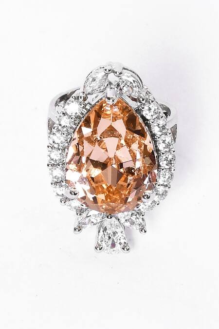 Our Purple Studio_White Crystals, Stones Bud Embellished Pearl Choker Set _at_Aza_Fashions