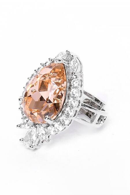 Buy_Our Purple Studio_White Crystals, Stones Bud Embellished Pearl Choker Set 