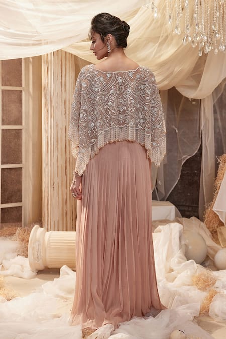 Roqa Lyana Floral Embroidered Kaftan Cape Skirt Set 