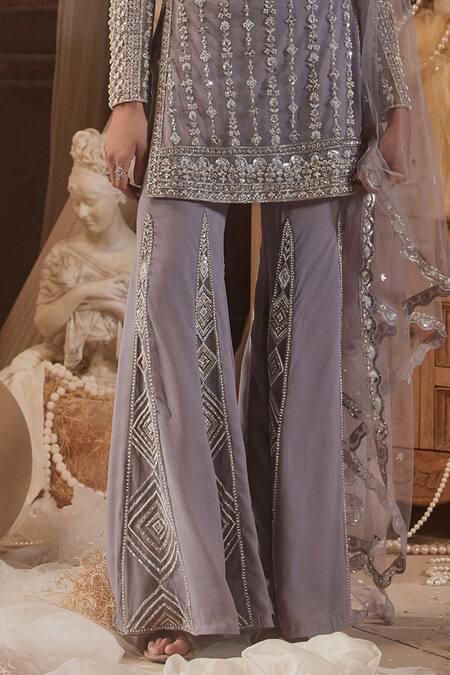 Buy Roqa Purple Net, Georgette Pearls, Sequins, Cut Samaya Embroidered Kurta Sharara Set Online at Aza Fashions Buy_Roqa_Purple Net, Georgette Pearls, Sequins, Cut Samaya Embroidered Kurta Sharara Set _Online_at_Aza_Fashions