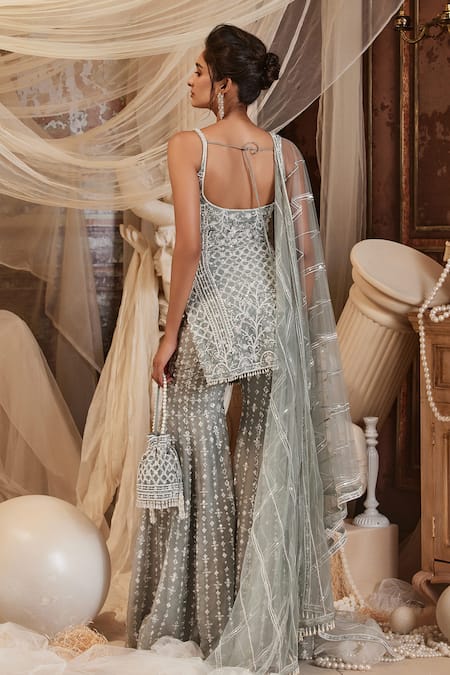 Roqa Zaniah Pearl Work Kurta Sharara Set 