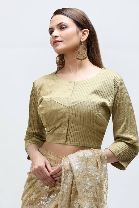 Nakita Singh_Cream Cotton, Silk Zari Round Neck Floral Embroidered Saree With Blouse_at_Aza_Fashions