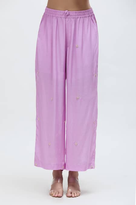 Shop_Nakita Singh_Purple Silk, Organza Embroidery Round Neck Dabka Kurta Set_Online_at_Aza_Fashions