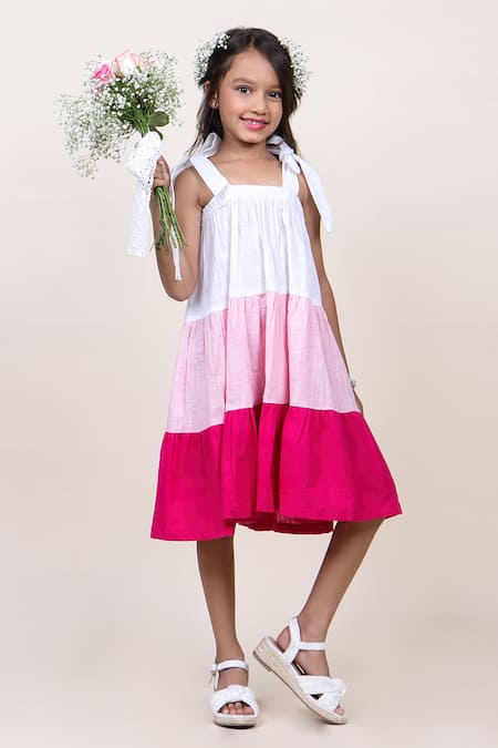 JILMIL DREAMWEAR Textured Pattern Colorblocked Tiered Dress 