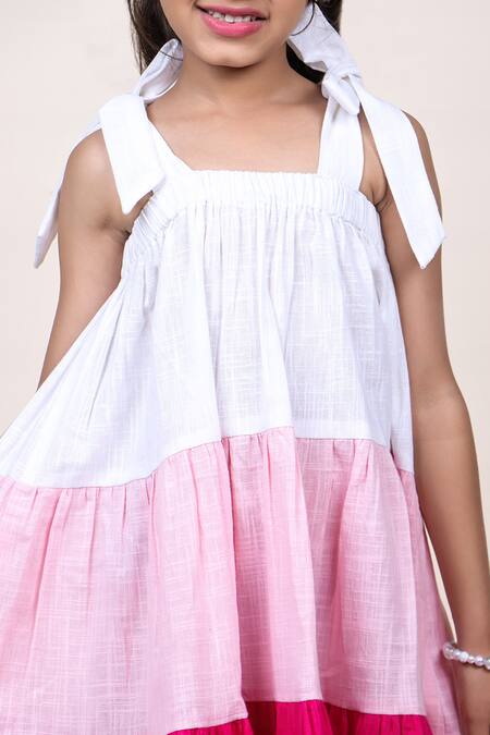 JILMIL DREAMWEAR Multi Color Cotton Textured Pattern Colorblocked Tiered Dress at Aza Fashions JILMIL DREAMWEAR_Multi Color Cotton Textured Pattern Colorblocked Tiered Dress _at_Aza_Fashions