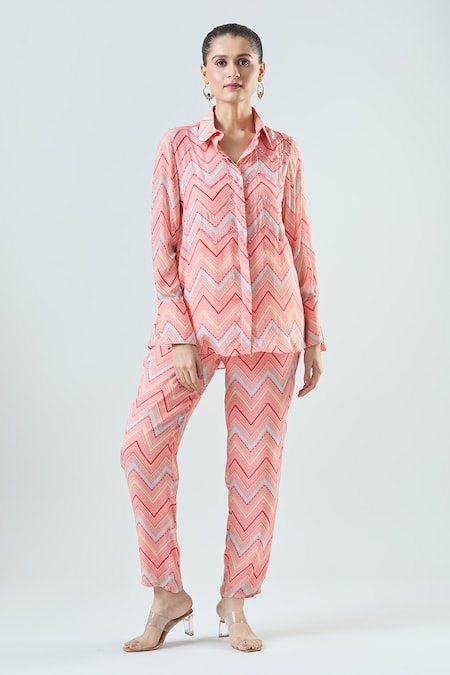 Seams Pret And Couture Aanya Fio Zig-zag Print Shirt With Pant 