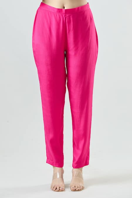 Seams Pret And Couture Fuchsia Net, Georgette, Satin Embroidery Round Neck Pooja Floral Kurta Pant Set at Aza Fashions Seams Pret And Couture_Fuchsia Net, Georgette, Satin Embroidery Round Neck Pooja Floral Kurta Pant Set _at_Aza_Fashions