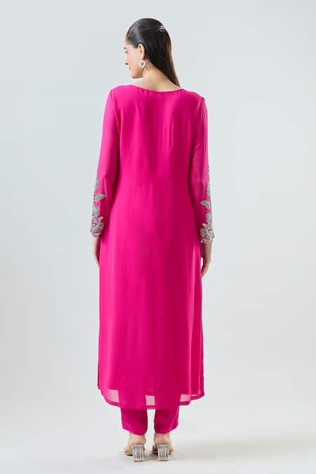 Seams Pret And Couture Allara Leaf Embroidered Kurta Pant Set 