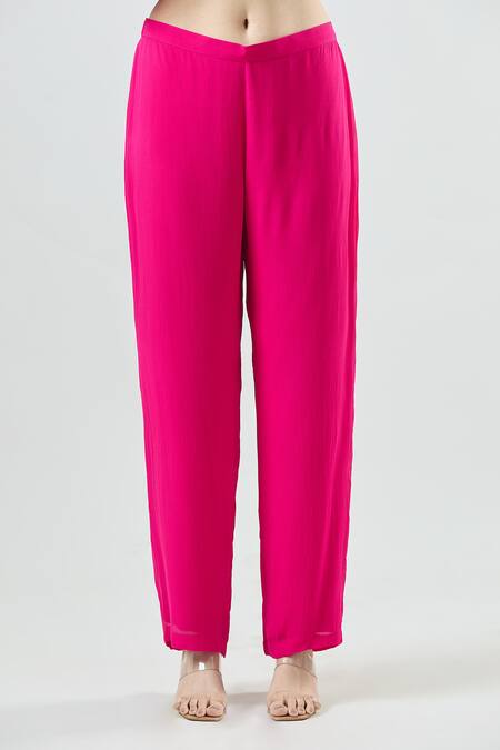 Shop_Seams Pret And Couture_Fuchsia Georgette Embroidered Mirror Round Mahera Kaftan With Pant _Online_at_Aza_Fashions