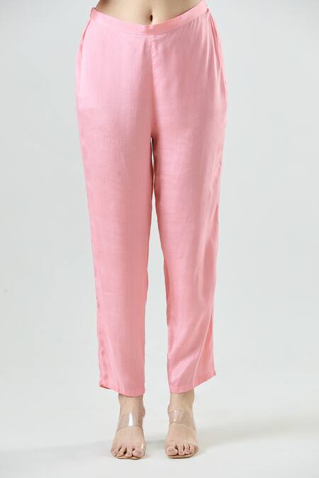 Buy_Seams Pret And Couture_Pink Georgette Embroidered Sequin Round Tulip Kurta Pant Set _Online_at_Aza_Fashions