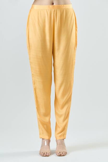 Seams Pret And Couture_Yellow Net, Georgette, Satin Beads, Frida Floral Embroidered Anarkali Pant Set _at_Aza_Fashions