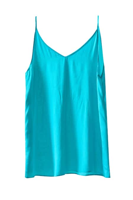 Seams Pret And Couture_Blue Crepe Embroidered Floral V-neck Adele Print Mini Dress _Online_at_Aza_Fashions