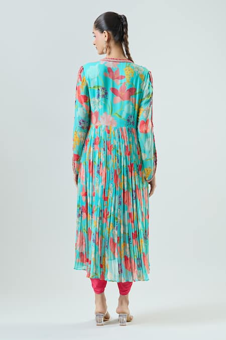 Seams Pret And Couture Aalam Floral Print Anarkali With Draped Pant 