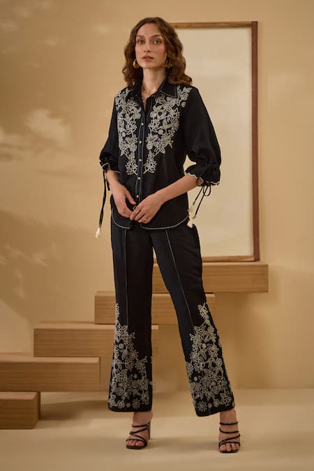 Label Deepika Nagpal Thread Embroidered Shirt & Pant 