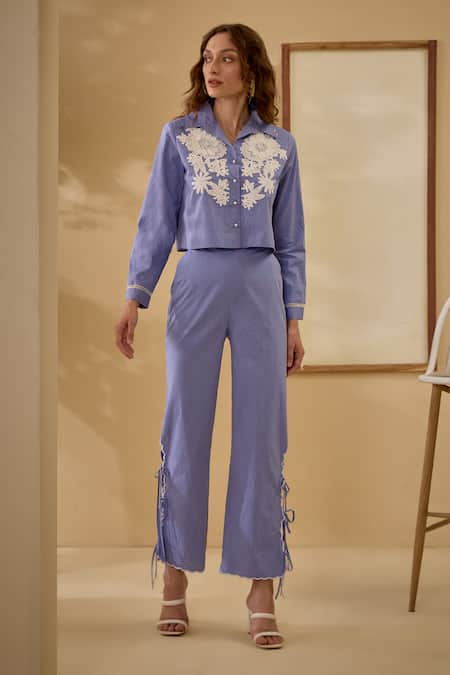 Label Deepika Nagpal Thread Embroidered Detailed Shirt & Pant Set 