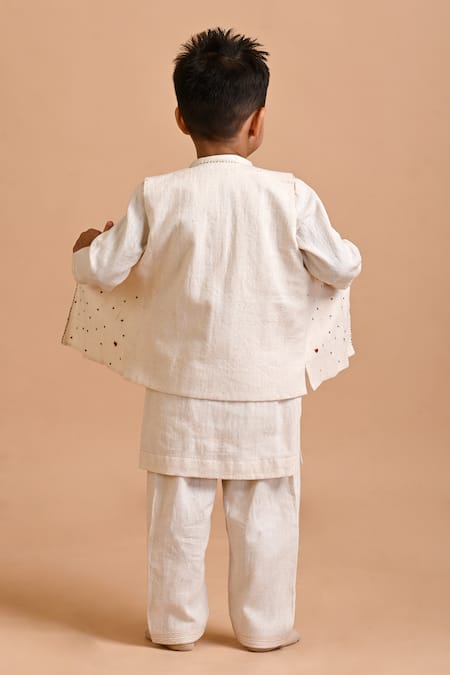 Mityan Laurel Dot Embroidered Waistcoat Kurta Set 