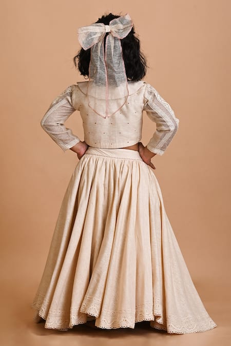 Mityan Saffron Floral Embroidered Lehenga With Blouse 