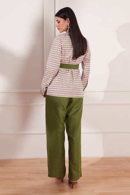 Shop Tara And I Multi Color Cotton Collared Checks Please Geometric Print Wrap Shirt at Aza Fashions Shop_Tara And I_Multi Color Cotton Collared Checks Please Geometric Print Wrap Shirt _at_Aza_Fashions